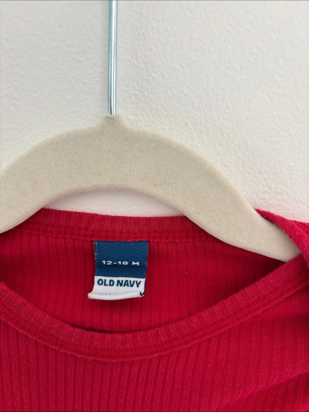 Old Navy Red Ribbed Long-Sleeve Baby One-Piece Bodysuit